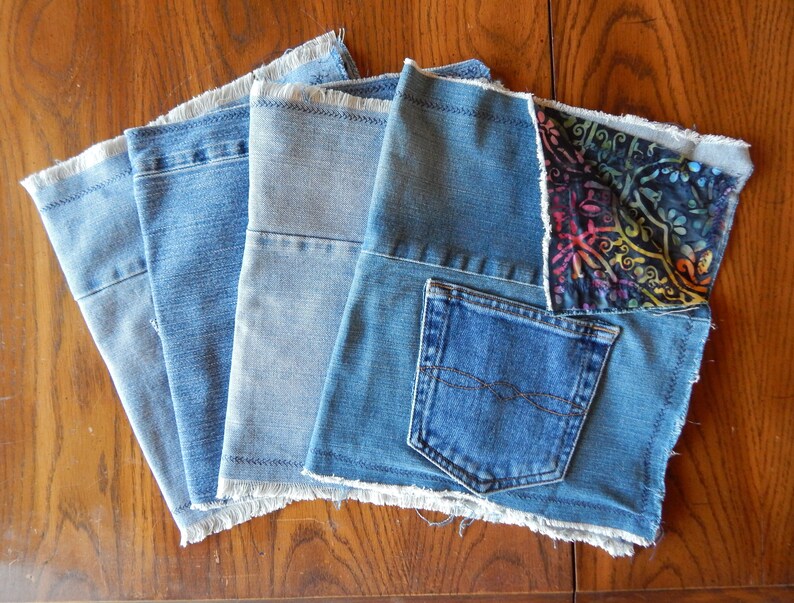 Set of 4 Blue Jean Placemats Denim Placemats Set of 4 Etsy