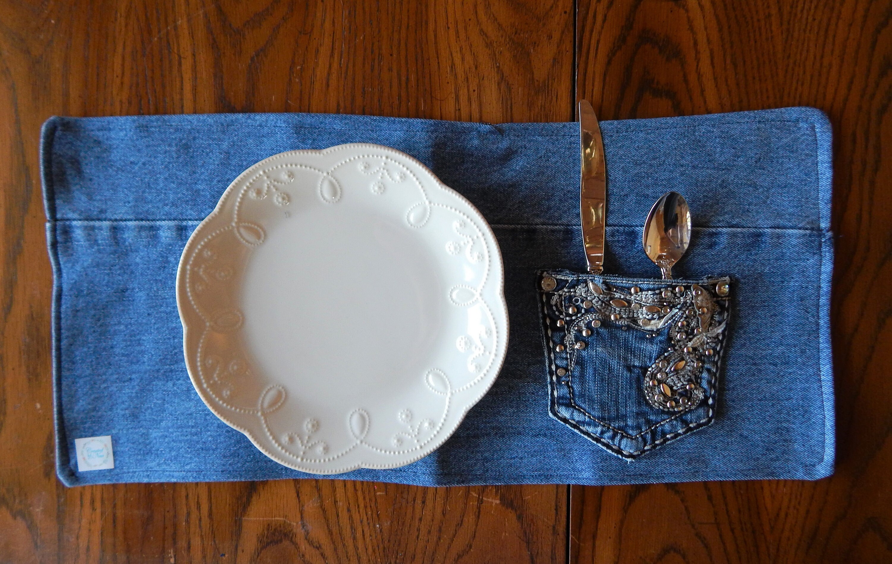 Set of 4 Blue Jean Placemats Denim Placemats Set of 4 Etsy