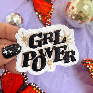 GIRL POWER Embroidered Iron On Patch, Cute Patches, Iron On Patch, Sew On Patch, Trendy Patches, Bag Accessories, Feminist Patch, Feminism