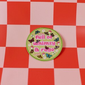 Full of Whimsy & Rage Iron-On Embroidered Patch – Cottagecore Statement Patch Bild 3