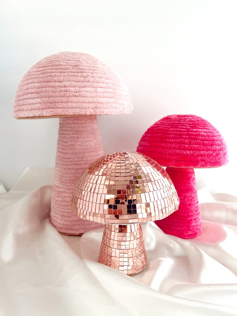 Pink Shroomie Trio Mushroom Home Decor Mushroom Party Decor Etsy