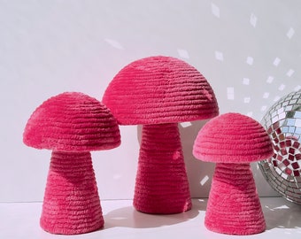 Velvet Mushroom Jewelry Holder (Mini Size) - Funky Home Decor, Dopamine Decor, Kids Room, Jewelry Storage, Unique Jewelry, Mushroom Decor