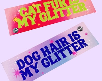 El pelo de gato es mi brillo + el pelo de perro es mi brillo – Imanes divertidos para autos / Juego de imanes coloridos para parachoques / Regalo para dueños de mascotas