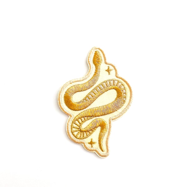 Metallic Gold Snake Embroidered Iron-on Patch, Trendy, Cute Gift Ideas, Reputation, Snake Patch, Gold Snake, Taylor Swift Patch, Patches