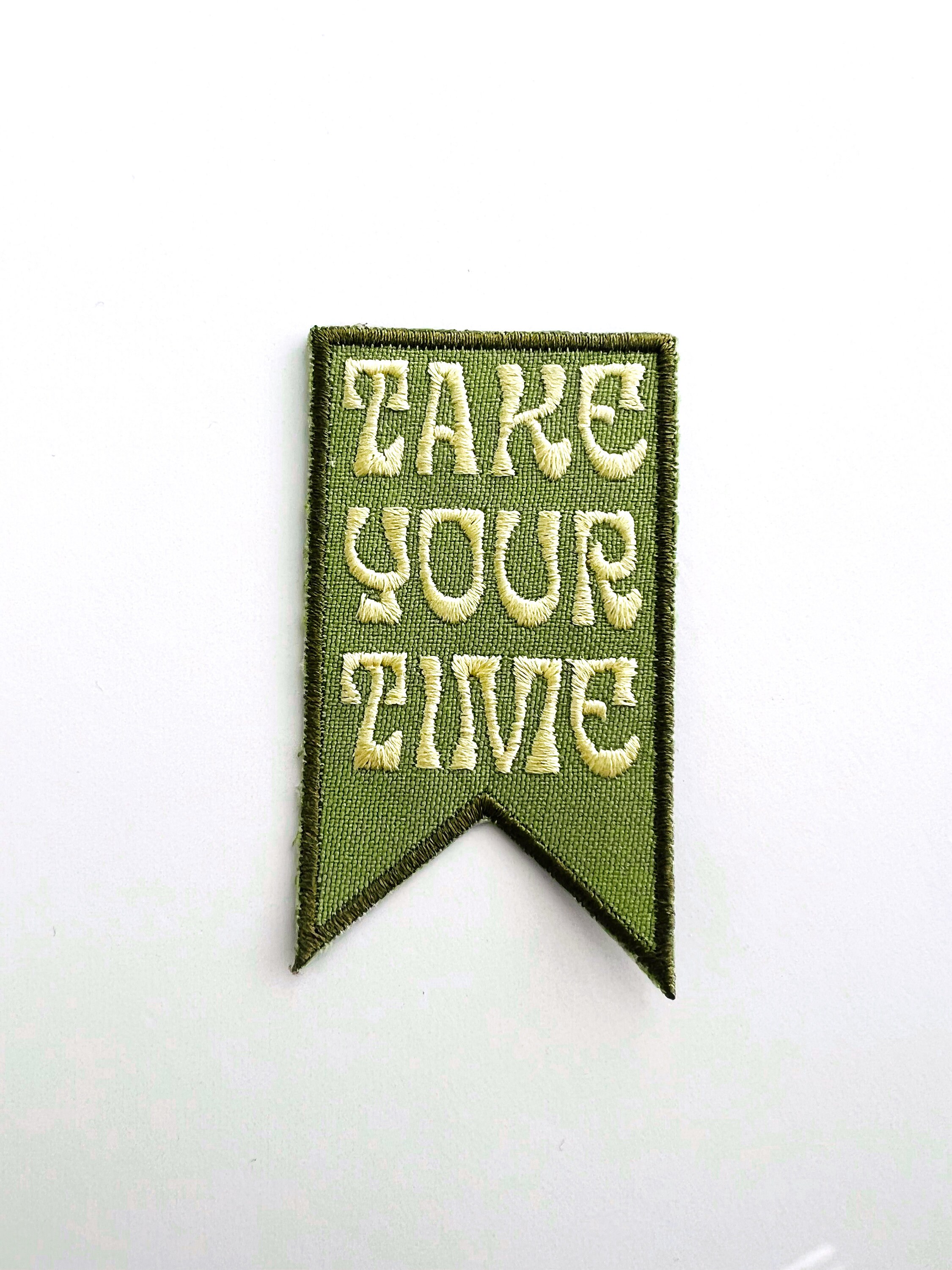 Take Your Time Embroidered Iron-on Patch, Trendy, Cute Small Gifts, Mindfulness, Be Present, Cute Patches, Sage Green, Olive Green