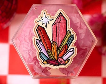 Geborduurde opstrijkpatch regenboogkristal, trendy cadeau