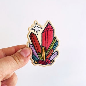 Rainbow Crystals Embroidered Iron-on Patch, Trendy, Colorful Gifts, Iron On Patch, Crystal Patch, Cute Patches, Small Gift Ideas