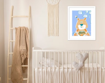 Baby room art | digital download | illustration | Newborn | Art print | Cute animal | Baby animal print | Baby shower gift | Bear |  print