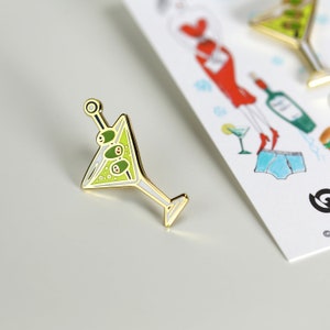 Hart Emaille Pin | Martini Glas || Geschenk | Hochzeit Gastgeschenk | Cocktail | Revers pin | Drink Emaille Pin | Partytaschenfüller