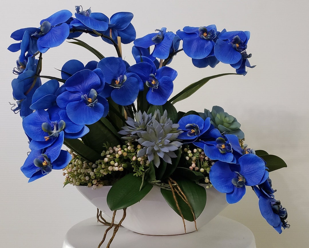 Artificial Floral Arrangement Centerpiece for Home Blue Real Etsy