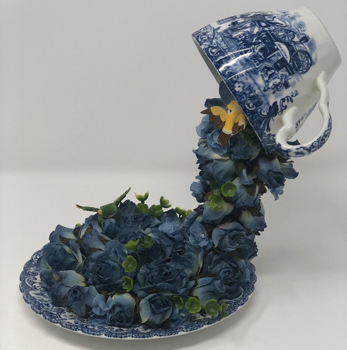 Floating Teacup Waterfall Pouring Foam Flowers Gift Home Décor Etsy