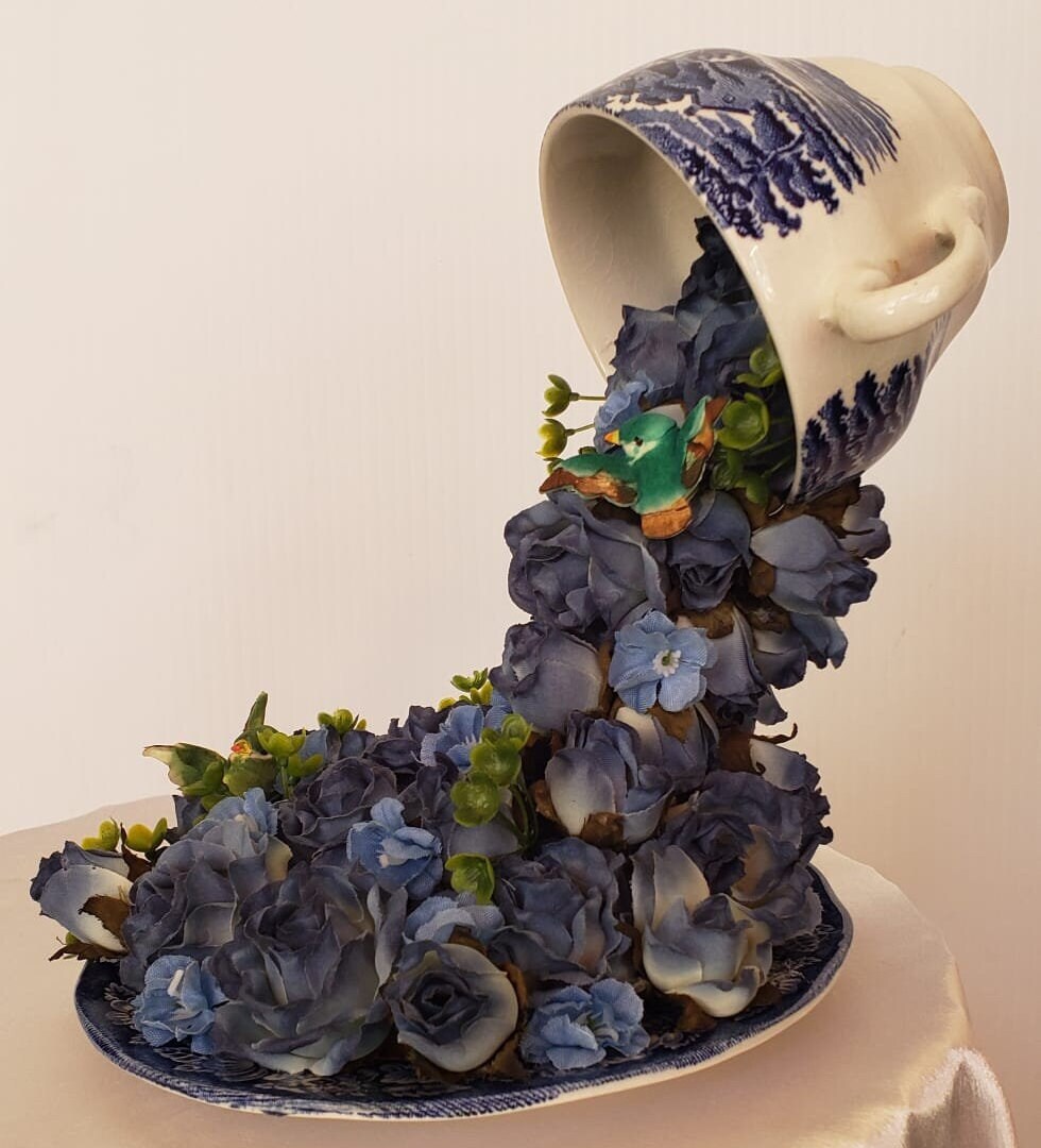 Floating Teacup Waterfall Pouring Foam Flowers Gift Home Décor Etsy