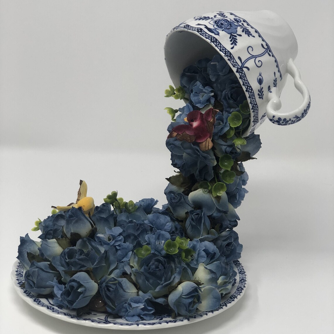 Floating Teacup Waterfall Artificial Flowers Tea Party Etsy