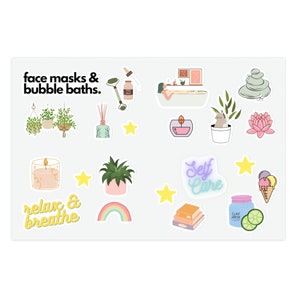 Self-Care Stickers, Self-Care Sticker Sheet, Sticker Sheets, Die Cut Stickers, Decorative Stickers, Spa Stickers, Fun Stickers