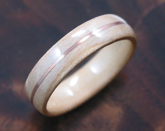 Maple bentwood ring with copper wire inlay