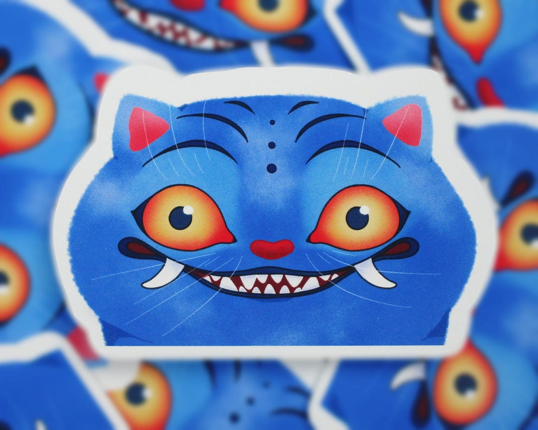 Derpy Blue Tiger Sticker - Etsy
