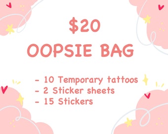 Oopsie Bag - Temporary Tattoos, sticker sheets + Stickers