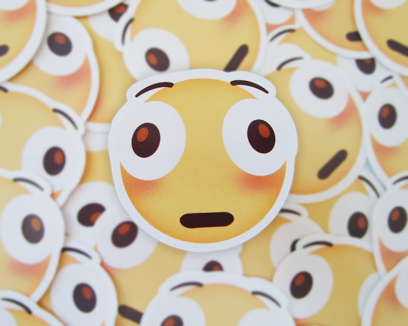 Emoji Sticker Flushed Face Etsy