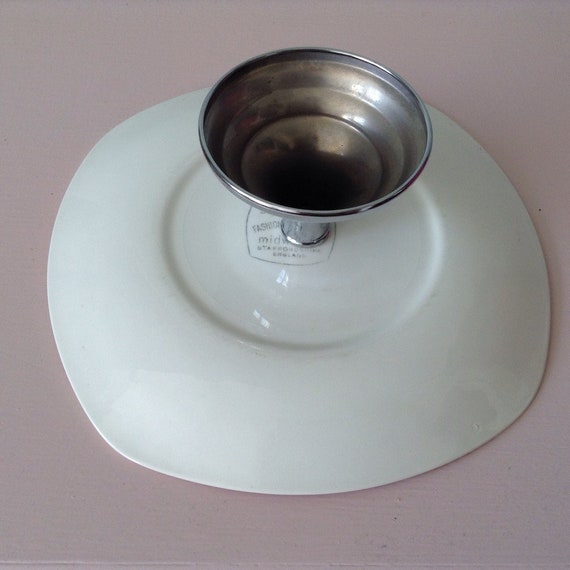 Vintage Midwinter Red Domino Tazza Cake Stand Polka Dot 1950s
