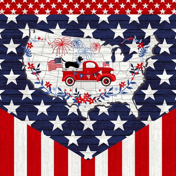 Truckin' in the USA Multi Flag Panel 24" by Chelsea Design Works Collection for Studio E Fabrics