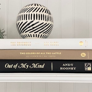 Black tan white book, aesthetic books for fall bookshelf, decorative books, neutral book decor, fall book decor, office shelf decor