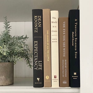 【限定販売】 Book Neutral Aesthetic Decor, Cream Tan Black Book Hardcover 洋書