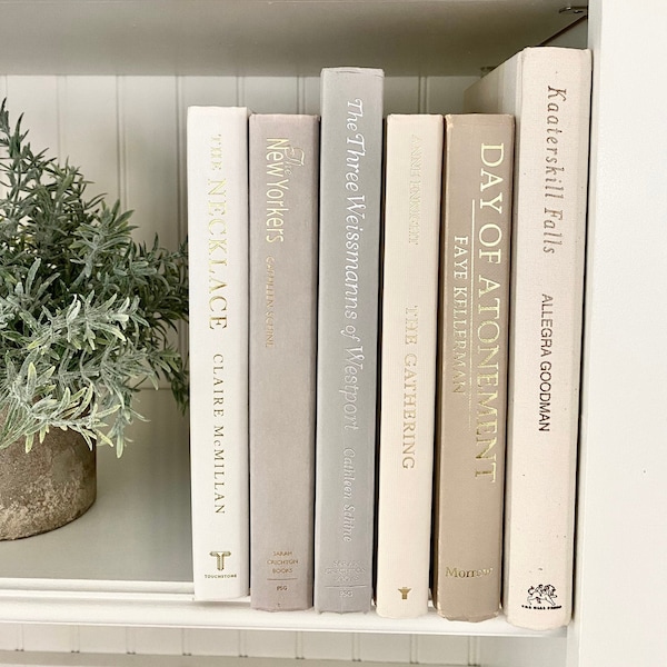 Neutral book for home decor, earthy neutral  home decor, neutral color palette decorative book display bookshelf decor golden gray tan art