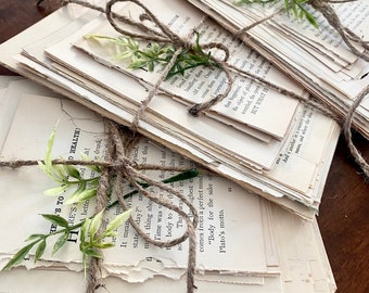 Vintage Book Page Bundle: Shabby Chic Wedding Decor, book decor centerpiece, vintage place setting, book themed shower decor