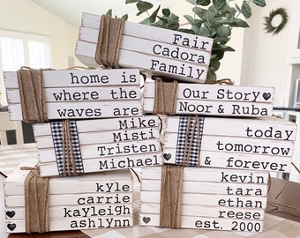 Personalized book with names, anniversary on book, kids name on book, personalized gift for book lovers, literary anniversary decor, family