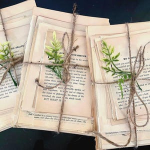 Vintage book table decor, next chapter themed bridal shower, book pages wedding centerpiece, literary wedding decor, book themed decor image 9