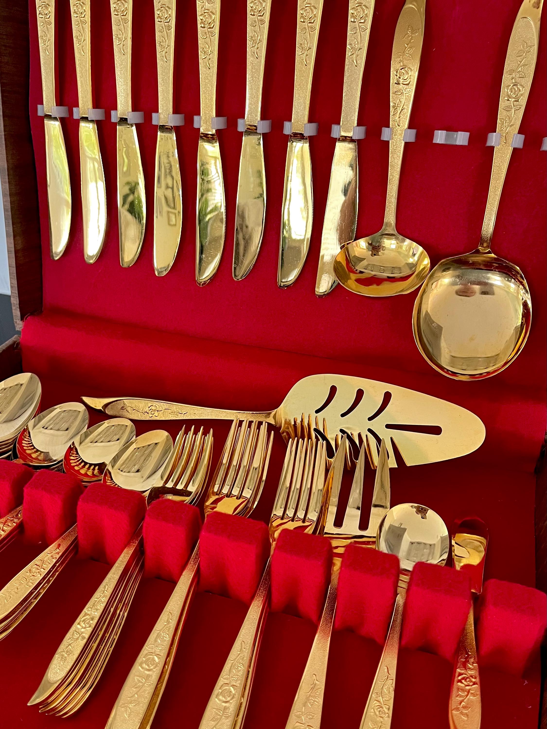 Gold Plated Stainless Steel Flatware Set - Tivoli by Present - 54