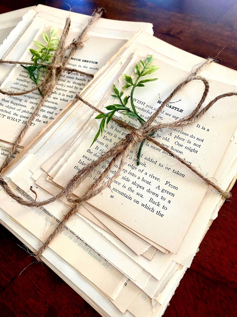 Vintage Book Page Bundle: Shabby Chic Wedding Decor, book decor centerpiece, vintage place setting, next chapter themed shower decor imagem 7