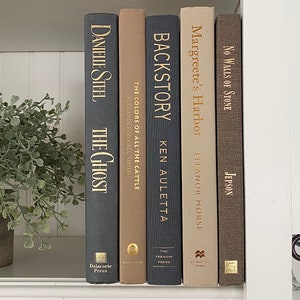 Dark neutral book decor for home staging, home decor for bookshelf neutral color book, minimalist decor for neutral home, display book