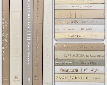 Decorative Book Set: Neutral Hues, Bookshelf Decor, Choose books by color, neutral aesthetic bookcase, hardcover books for staging