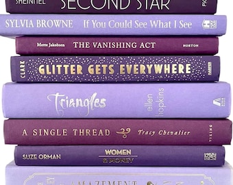Purple Decorative Books: Lavender Home Decor, Bookshelf Display