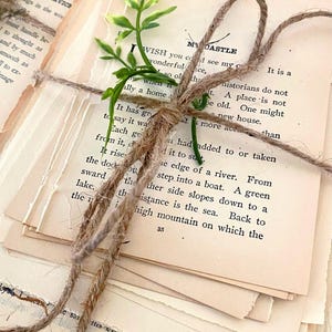 Vintage book table decor, next chapter themed bridal shower, book pages wedding centerpiece, literary wedding decor, book themed decor image 7