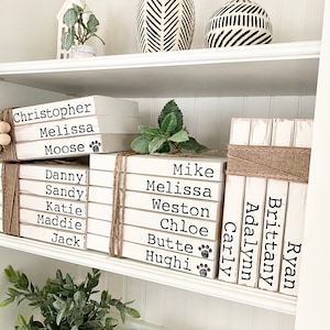 Name on book personalized Mother’s Day gift book decor custom stamped book display gift housewarming personalized book painted