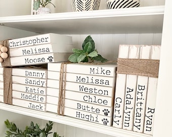 Name on book personalized Mother’s Day gift book decor custom stamped book display gift housewarming personalized book with names quotes