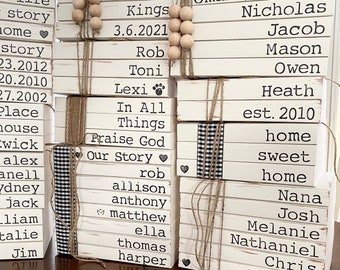 Personalized Stamped Book Decor: Custom Name Book Display
