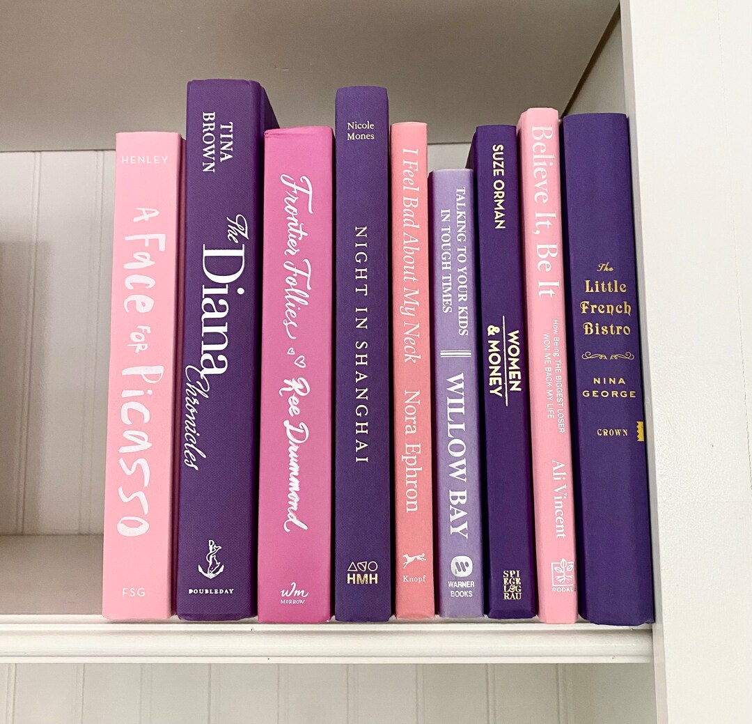 Purple Pink Lavender Decor, Decorative Books, Colorful Book Display