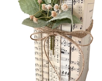 Vintage Hymn on Book Spine for literary Rustic home decor, literary wedding shower centerpiece, shabby chic book display, vintage book