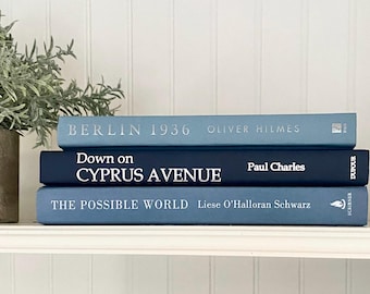 Navy Blue Book Set: Bookshelf Decor, Beach House Staging