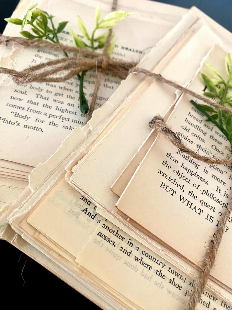 Vintage book table decor, next chapter themed bridal shower, book pages wedding centerpiece, literary wedding decor, book themed decor image 8