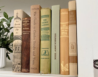 Real vintage book, shades of earth tone book, bookshelf decor, vintage decor, book staging, bundle of vintage book, book nook, cottagecore