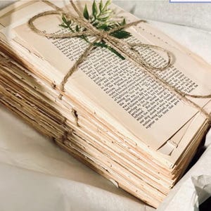 Vintage book table decor, next chapter themed bridal shower, book pages wedding centerpiece, literary wedding decor, book themed decor image 3