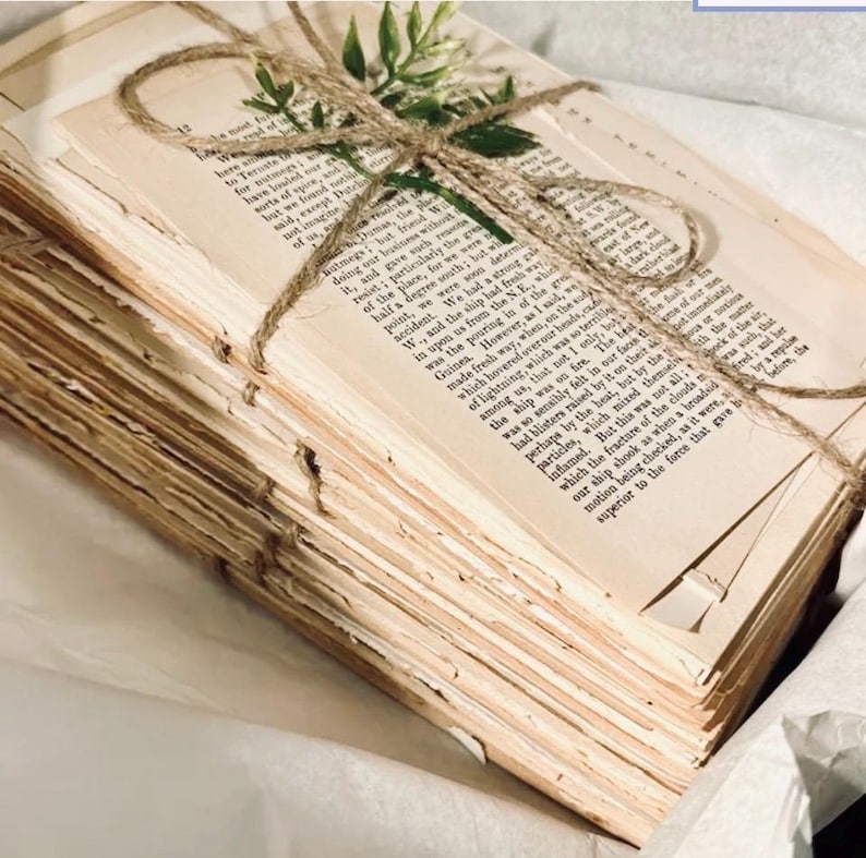 Vintage book table decor, next chapter themed bridal shower, book pages wedding centerpiece, literary wedding decor, book themed decor image 3