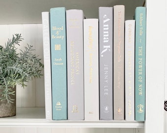 Gray & Teal Decorative Book Bundle: Modern Bookshelf Decor