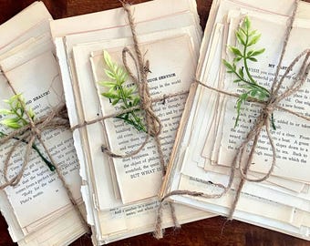 Vintage Book Page Bundle: Shabby Chic Wedding Decor, book decor centerpiece, vintage place setting, next chapter themed shower decor