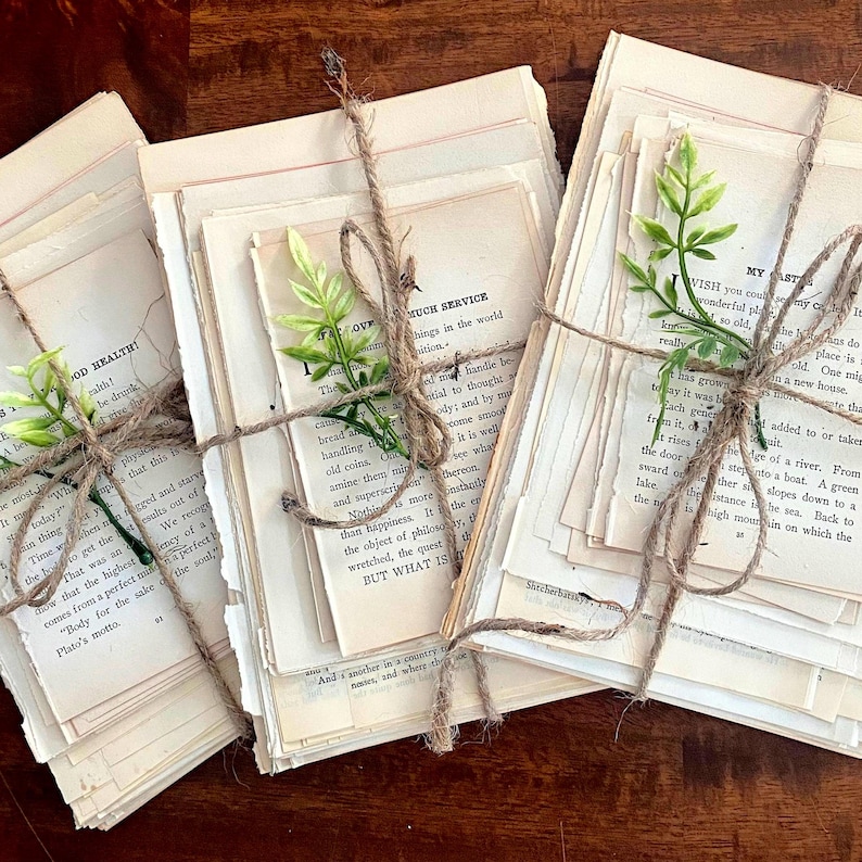 Vintage Book Page Bundle: Shabby Chic Wedding Decor, book decor centerpiece, vintage place setting, next chapter themed shower decor imagem 1
