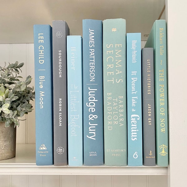 Bundle of blue book, teal book, aqua/turquoise book, interior design book decor, bookshelf ideas with book, floating shelf book, beach decor